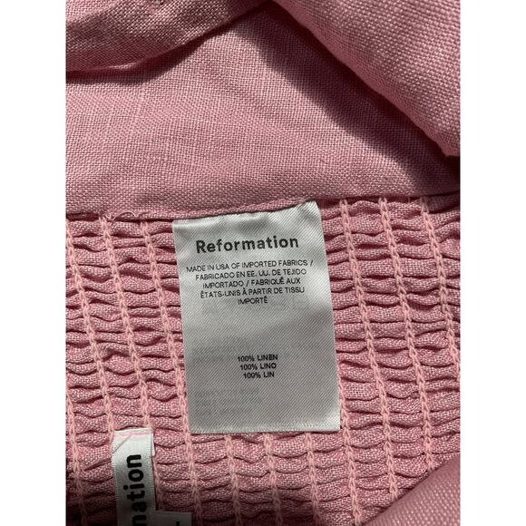 Reformation 'France Two Piece' Pink Linen Blouse Top  Size 4 - Picture 5 of 5
